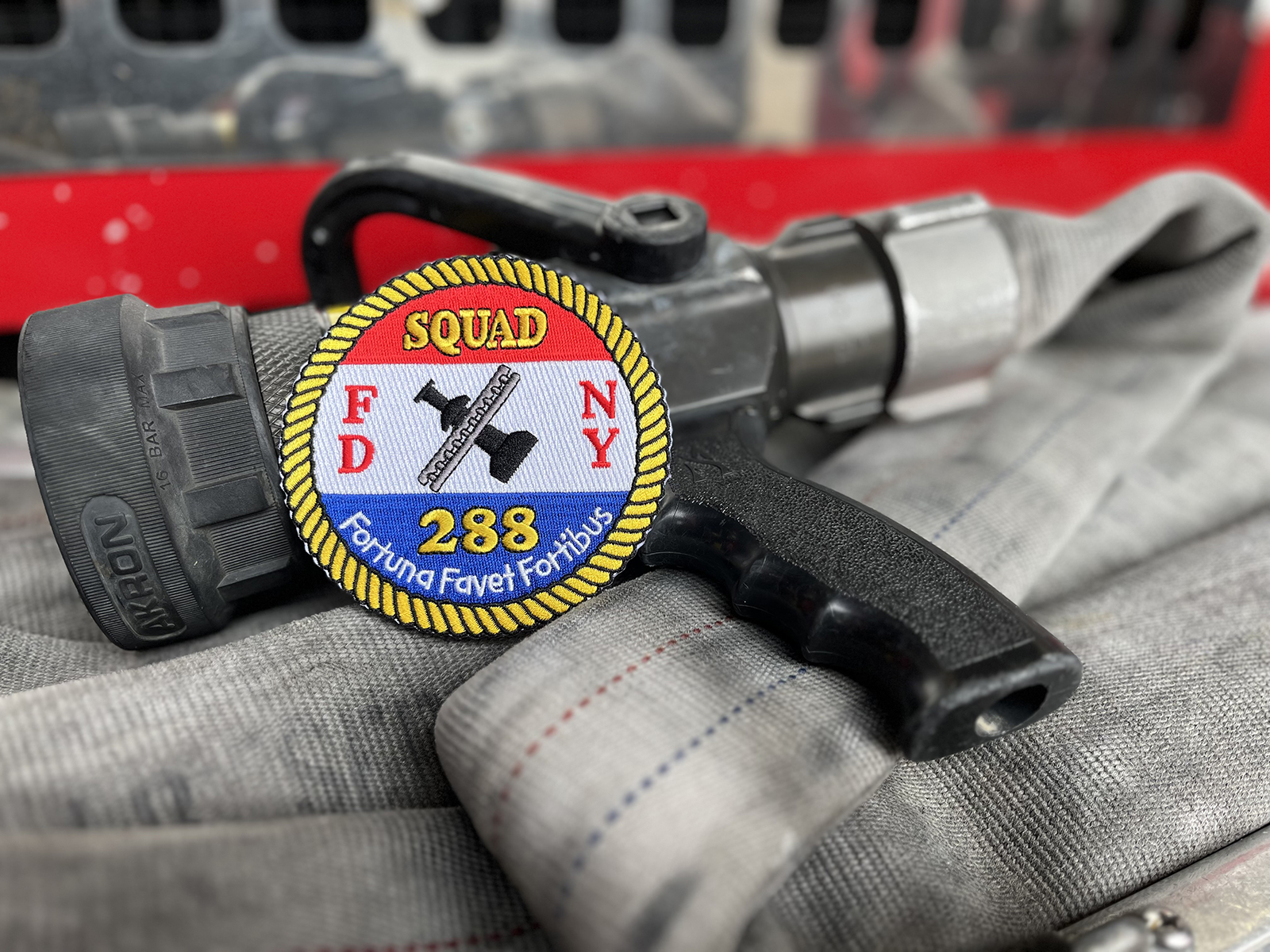 Squad 288 patch on top of fire equipment